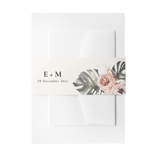 BOHO RUST MONSTERA PEONY FLORAL WATERVERF WEDING UITNODIGINGEN WIKKEL (Voorkant Voorbeeld)