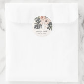 BOHO RUST MONSTERA WATERVERF FLORAL WEDING RONDE STICKER (Tas)