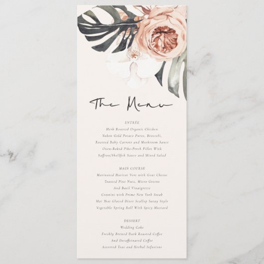 BOHO RUST MONSTRERA FLORAL WATERVERF WEDING MENU (Voorkant)