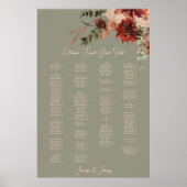 Boho Rust Neutraal Herfst Bloemen Groene Trouwstoe Poster (Voorkant)