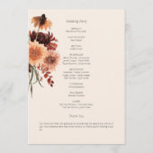 Boho Rust & Neutral Cream Herfst Bloemen Programmakaart (Achterkant)