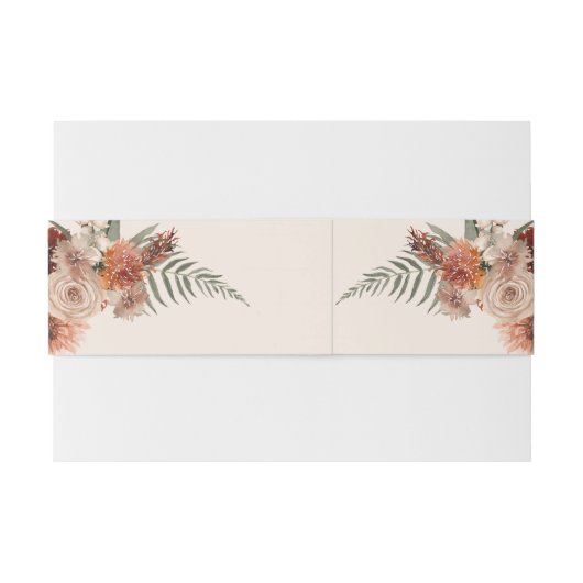 Boho Rust & Neutral Cream Herfst Bloemen Uitnodigingen Wikkel (Achterkant Voorbeeld)