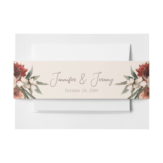 Boho Rust & Neutral Cream Herfst Bloemen Uitnodigingen Wikkel (Voorkant Voorbeeld)