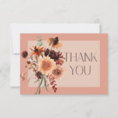 Boho Rust & Neutral Herfst Bloemen Perzik Roest Br Bedankkaart (Voorkant)