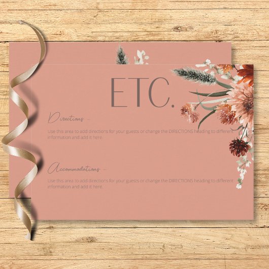 Boho Rust & Neutral Herfst Bloemen Perzik Roest De Informatiekaartje