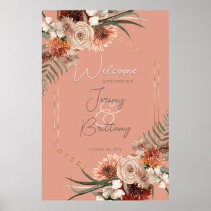 Boho Rust & Neutral Herfst Bloemen Perzik Rust Lij Poster