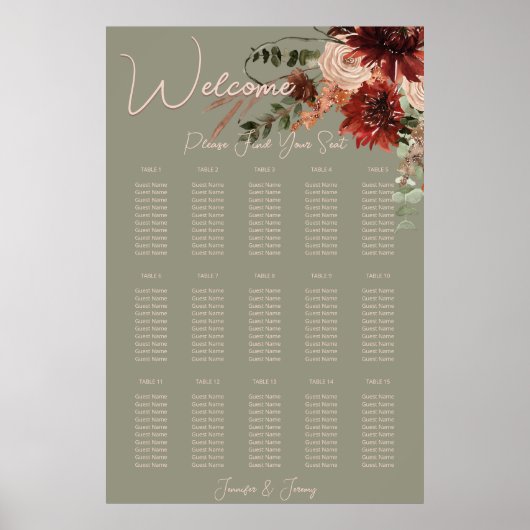 Boho Rust & Neutral Herfst Bloemen Salie Groen Bru Poster (Voorkant)