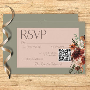 Boho Rust & Neutral Herfst Bloemen Salie Groen Bru RSVP Kaartje