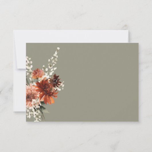 Boho Rust & Neutral Herfst Bloemen Salie Groen Bru Save The Date (Achterkant)