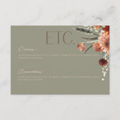 Boho Rust & Neutral Herfst Bloemen Salie Groen Det Informatiekaartje (Voorkant)