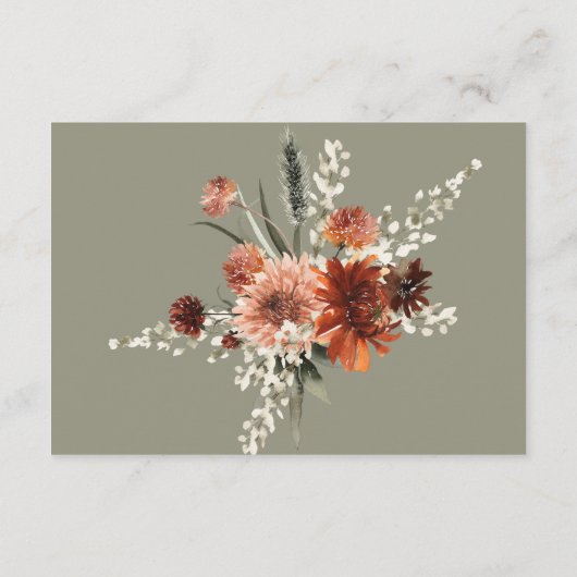 Boho Rust & Neutral Herfst Bloemen Salie Groen Det Informatiekaartje (Achterkant)