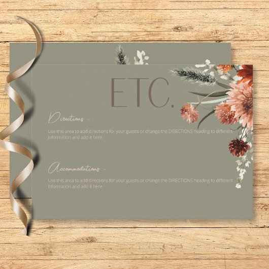 Boho Rust & Neutral Herfst Bloemen Salie Groen Det Informatiekaartje