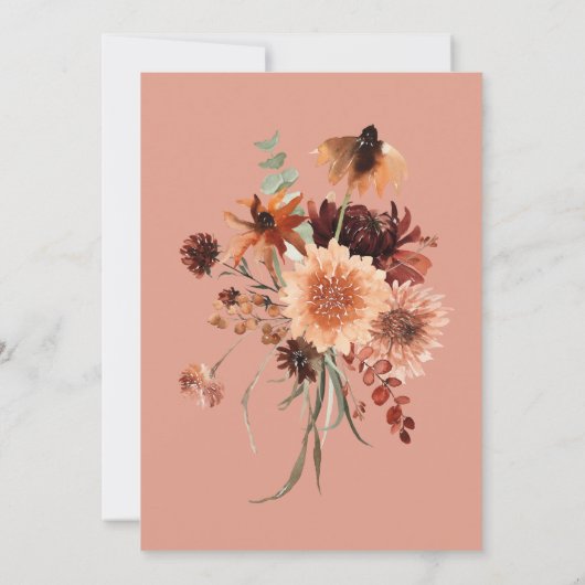 Boho Rust & Neutral Perzik Rust Herfst Bloemenbrui Kaart (Achterkant)