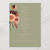 Boho Rust & Neutral Sage Herfst Bloemen Programmakaart (Achterkant)