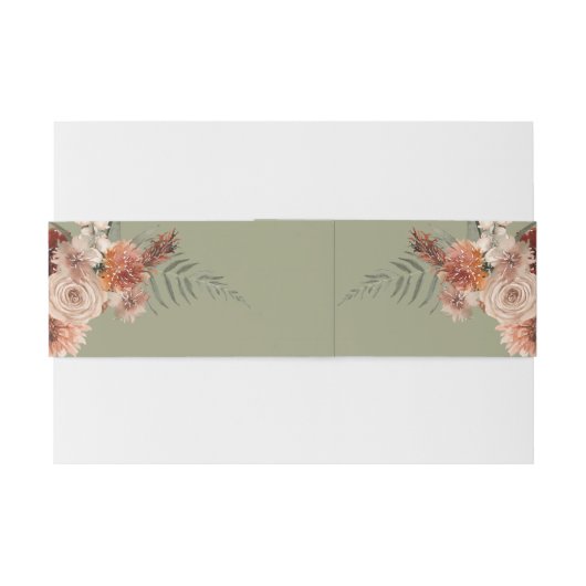 Boho Rust & Neutral Sage Herfst Bloemen Uitnodigingen Wikkel (Achterkant Voorbeeld)