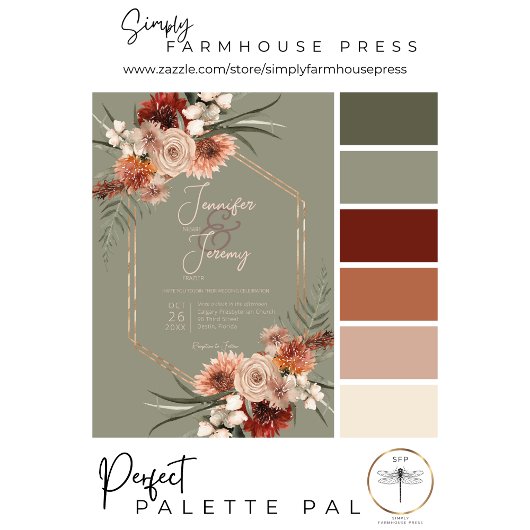 Boho Rust & Neutral Salie Groene Herfst Bloemen Kaart