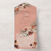 Boho Rust Neutrale Herfst Bloemen Perzik Roest Gee All In One Uitnodiging (Binnen)
