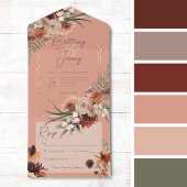 Boho Rust Neutrale Herfst Bloemen Perzik Roest Gee All In One Uitnodiging