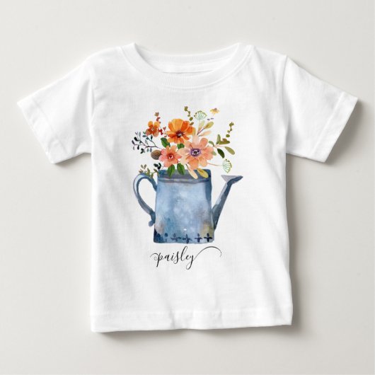 Boho Rust Orange Watercolor Flowers Watering Can (Voorkant)