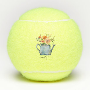 Boho Rust Orange Watercolor Flowers Watering Can Tennisballen