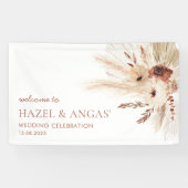Boho Rust Pampa Bruiloft Achtergrond Banner HAZEL (Horizontaal)
