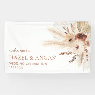 Boho Rust Pampa Bruiloft Achtergrond Banner HAZEL
