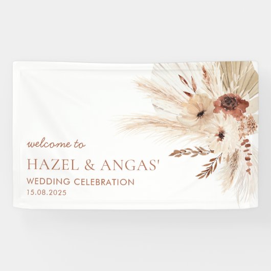 Boho Rust Pampa Bruiloft Achtergrond Banner HAZEL (Horizontaal)