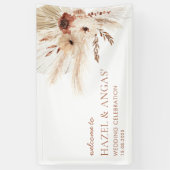 Boho Rust Pampa Bruiloft Achtergrond Banner HAZEL (Verticaal)