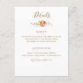 Boho Rust Sinaasappel Floral Wedding Details Card Informatiekaartje (Voorkant)