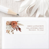 Boho Rust Terracotta Bloemen Naam Retouradres Etiket (Insitu)