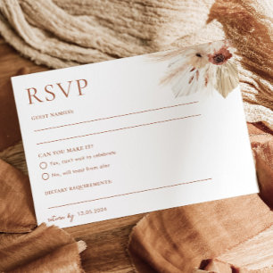 Boho Rust Terracotta Bruiloft RSVP Briefkaart