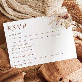 Boho Rust Terracotta Bruiloft RSVP Briefkaart