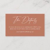 Boho Rust Terracotta Details Bruiloft Informatiekaartje (Voorkant)