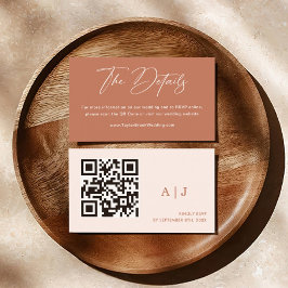 Boho Rust Terracotta Details Bruiloft Informatiekaartje