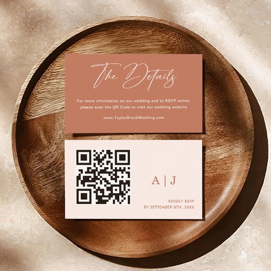 Boho Rust Terracotta Details Bruiloft Informatiekaartje