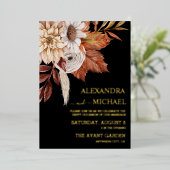 Boho Rust Terracotta Dried Fan Flowers Wedding Folie Uitnodiging (Staand Voorkant)