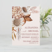 Boho Rust Terracotta Dried Fan Flowers Wedding IV Kaart (Staand voorkant)