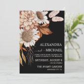 Boho Rust Terracotta Dried Fan Flowers Wedding Kaart (Staand voorkant)