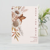Boho Rust Terracotta Dried Fan Flowers Wedding Sav Save The Date (Staand voorkant)