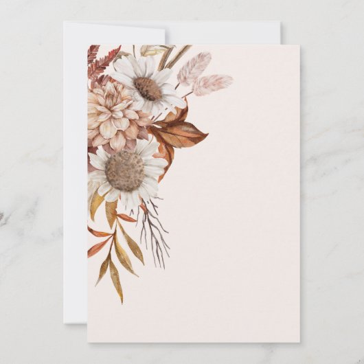 Boho Rust Terracotta Dried Fan Flowers Wedding Sav Save The Date (Achterkant)