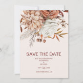 Boho Rust Terracotta Dried Fan Flowers Wedding Save The Date (Voorkant)