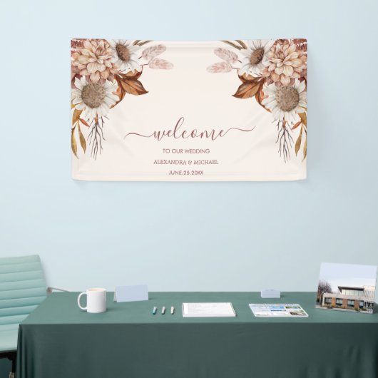 Boho Rust Terracotta Dried Fan Flowers Wedding Spandoek (Beurs)