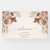 Boho Rust Terracotta Dried Fan Flowers Wedding Spandoek (Horizontaal)