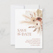 Boho Rust Terracotta Flowers Pampas sparen de datu Save The Date (Voorkant)
