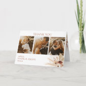 Boho Rust Terracotta Pampas Photo Wedding Bedankkaart (Voorkant)