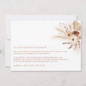 Boho Rust Terracotta Pampas Photo Wedding Flat Bedankkaart (Achterkant)