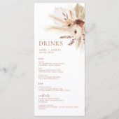 Boho Rust Terracotta Pampas Wedding Menu & Drinken (Achterkant)