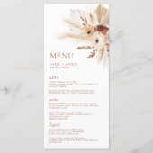 Boho Rust Terracotta Pampas Wedding Menu & Drinken (Voorkant)