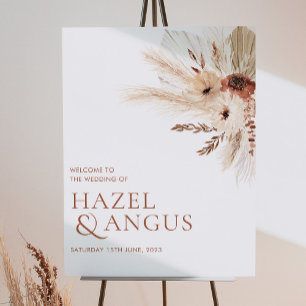 Boho Rust Terracotta Pampas Wedding Welkomstteken Poster
