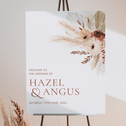Boho Rust Terracotta Pampas Wedding Welkomstteken Poster